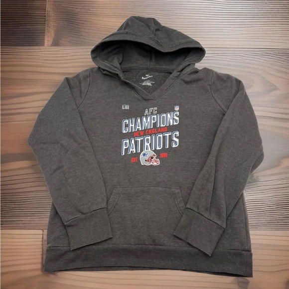 Fanatics Tops - New England Patriots AFC Champions NFL Hoodie Womens XL Gray Sweatshirt Fanatics